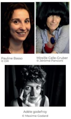trois portraits photos : Pauline Basso, Mireille Calle-Gruber et Adèle Godefroy