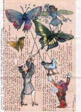 Lettres dessinée de Daniel Nadaud : personnages et papillons