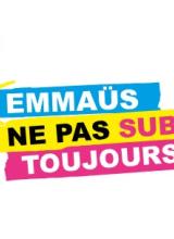 Logo d'Emmaüs France : rectangle bleu avec un soleil dessiné