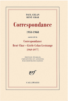 Couverture de la Correspondance de Paul Celan et René Char, Gallimard