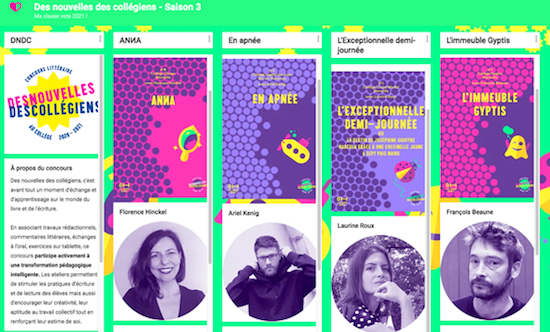 visuel du padlet des Nouvelles des collégiens