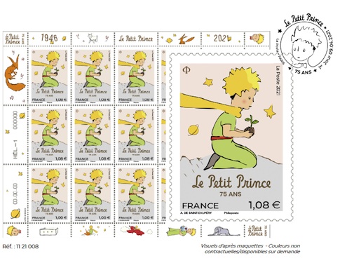 timbre représentant le Petit Prince de Saint-Exupéry