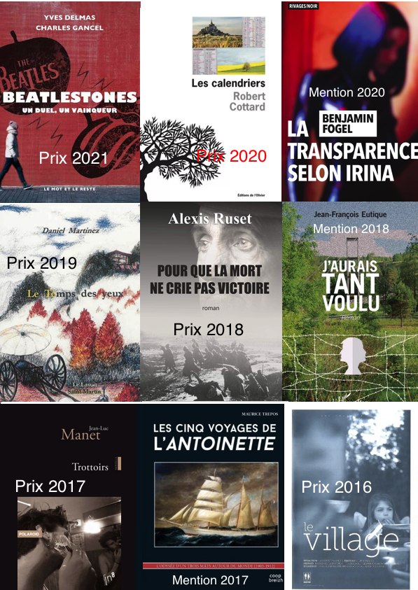 Couvertures des 6 livres récompensés par le prix des Postiers écrivains de 2016 à 2021