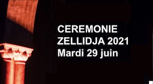 Visuel des bourses Zelidja (ceremonie Zellidja blanc sur fond noir)