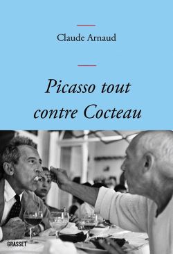 couverture livre, bleu clair avec photo de Cocteau et Picasso à table
