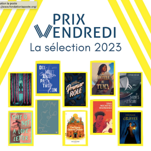 Affiche du prix Vendredi avec les couvertures des dix albums sélectionnés