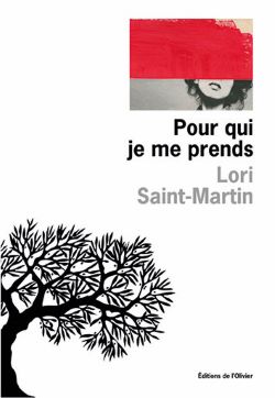 Couverture du livre, blanche avec dessin d'un olivier, titre et photo d'un visage barré d'un bandeau rouge