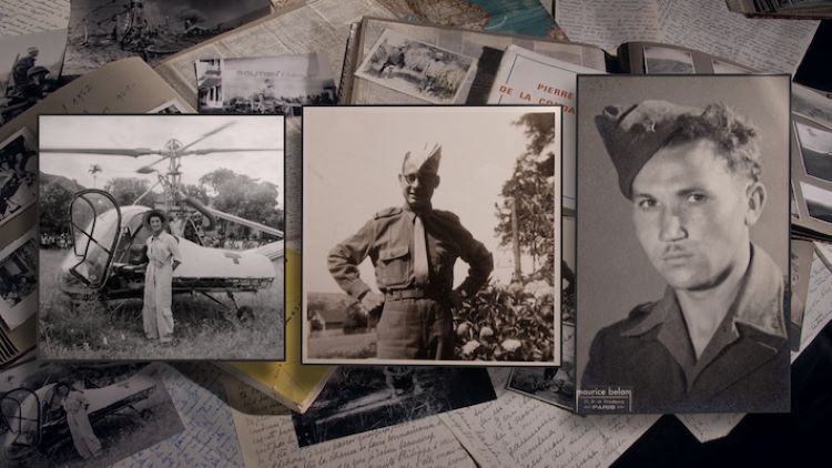 Image du film représentant des photos de soldats et des lettres pêle-mêle