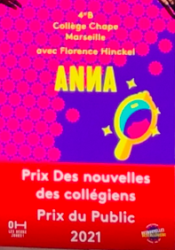 Couverture du recueil de nouvelles des collégiens avec bandeau rouge du prix 2021