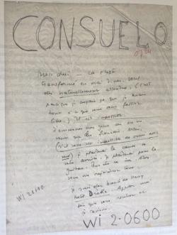 Lettre d'Antoine à Consuelo, New York, hiver 1943