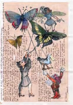 Lettres dessinée de Daniel Nadaud : personnages et papillons