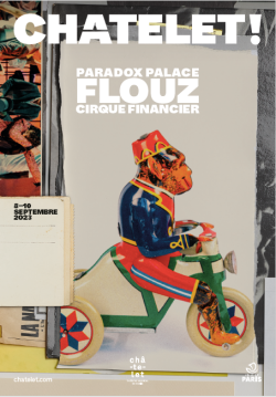 Affiche du spectacle : Un singe de cirque sur un petit vélo