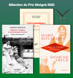 Couvertures des trois ouvrages sélectionnés sur fond vert avec logo Prix Sévigné