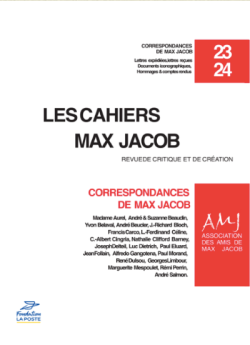 Couverture des Cahiers Max Jacob, titre en noir et rouge sur couverture blanche