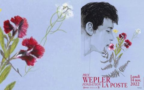 Visuel du prix wepler fondation la poste 2022, dessin d'un visage et fleurs