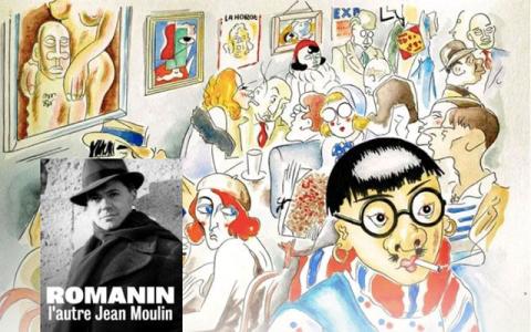 visuel du documentaire avec dessin de Jean Moulin en filigrane