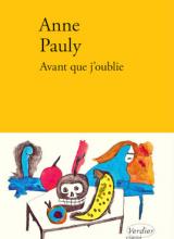 couverture de Avant que j'oublie d'Anne Pauly sans bandeau du prix