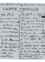 carte postale de Boris Vian adressée à son père en 1934