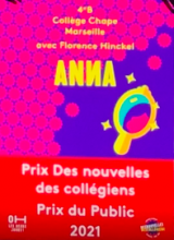 Couverture du recueil de nouvelles des collégiens avec bandeau rouge du prix 2021