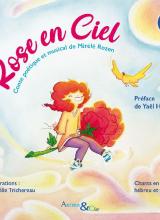 Couverture du livre de CD ROse en ciel (dessin d'une jeune fille assise sur la tige d'une fleur, en plein ciel)