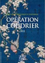 visuel de l'affiche Opération Coudrier, branches de cerisiers japonais et oiseaux sur fond bleu