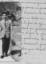 Lettre manuscrite et photo de Serge Dauplay en 1959