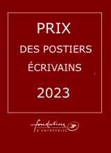 Visuel prix des postiers écrivains 2023 sur fond rouge