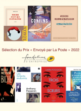 Couvertures des sept livres sélectionnés pour le prix Envoyé par La Poste 2022