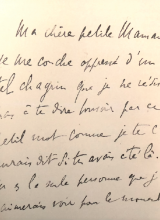 Reproduction d'une Lettre de Marcel Proust à sa mère