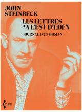 Couverture du livre avec photo de John Steinbeck tenant une cigarette. Sur fond orangé