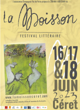 Affiche du festival La Moisson avec peinture d'un personnage dans les prés