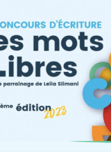 Visuel sur lequel est inscrit concours d'écriture, Les mots libres