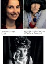 trois portraits photos : Pauline Basso, Mireille Calle-Gruber et Adèle Godefroy